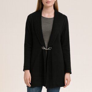 Saks Fifth Avenue 100% Cashmere Black Open Cardigan Sweater S Small